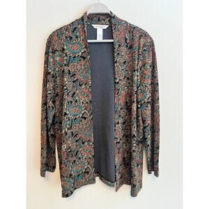 Draper’s & Damon’s Woman’s Cardigan Duster Gorgeous Paisley Print Size: XL